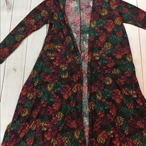 LulaRoe Sarah XL long cardigan grey multi feather